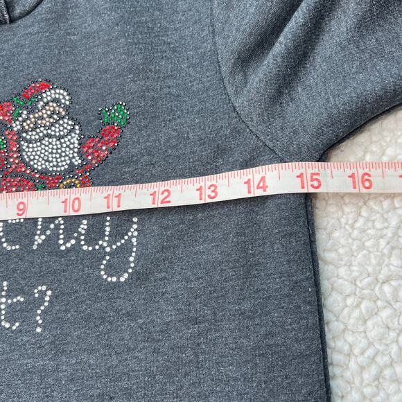 Holiday Gray Hoodie "Dear Santa Did You Get My Text?" Small 6-8 - Picture 5 of 6